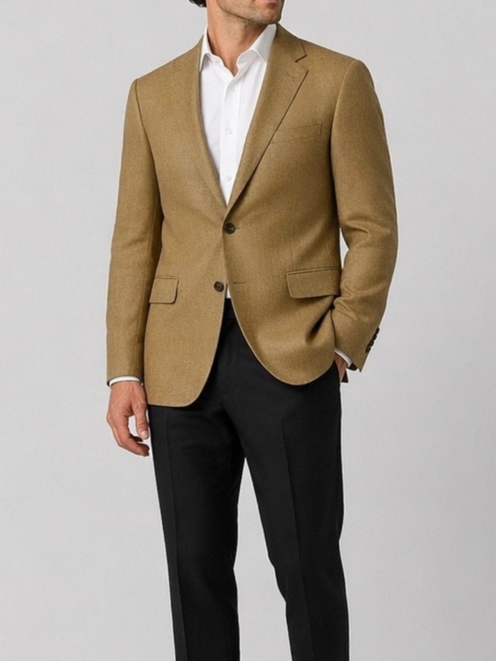 Jos A Bank 44R Silk Camel Hair Herringbone Blazer Old Money Sportcoat Jacket